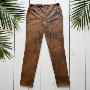 LISETTE L Montréal Faux Suede Brown Distressed Pants - Size 10 (US)